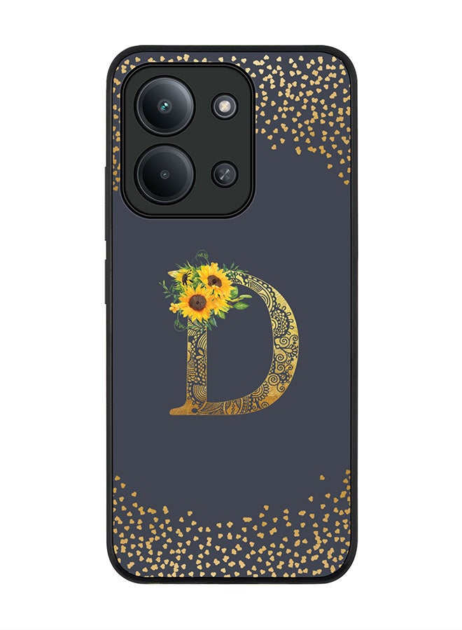 For Xiaomi Redmi 15C 4G Case,Slim fit Camera Protection, Shockproof Thin Phone cover  - Custom Floral Monogram - D  (Grey )